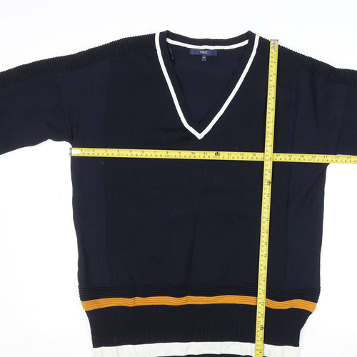 Next Women Blue V-Neck Striped Pullover Jumper Size 18
