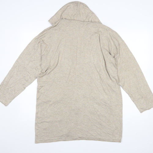Masai Women Beige Hooded Long Sleeve Open Cardigan Size L