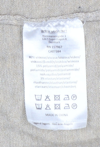 Masai Women Beige Hooded Long Sleeve Open Cardigan Size L