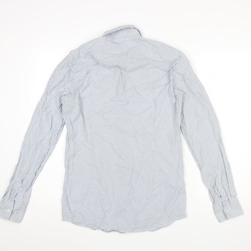 Hugo Boss Men’s Blue Slim Fit Geometric Button-Up Long Sleeve Shirt Size 15