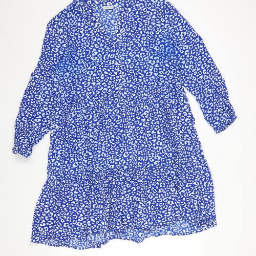 Saint Tropez Women’s Blue Animal Print Viscose Shift Dress L
