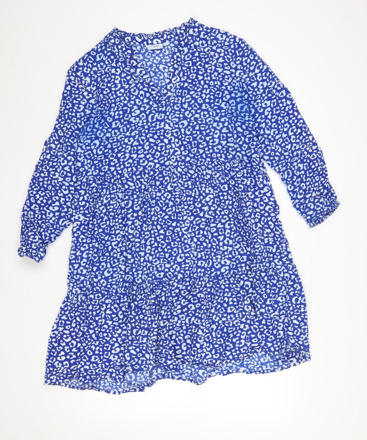 Saint Tropez Women’s Blue Animal Print Viscose Shift Dress L