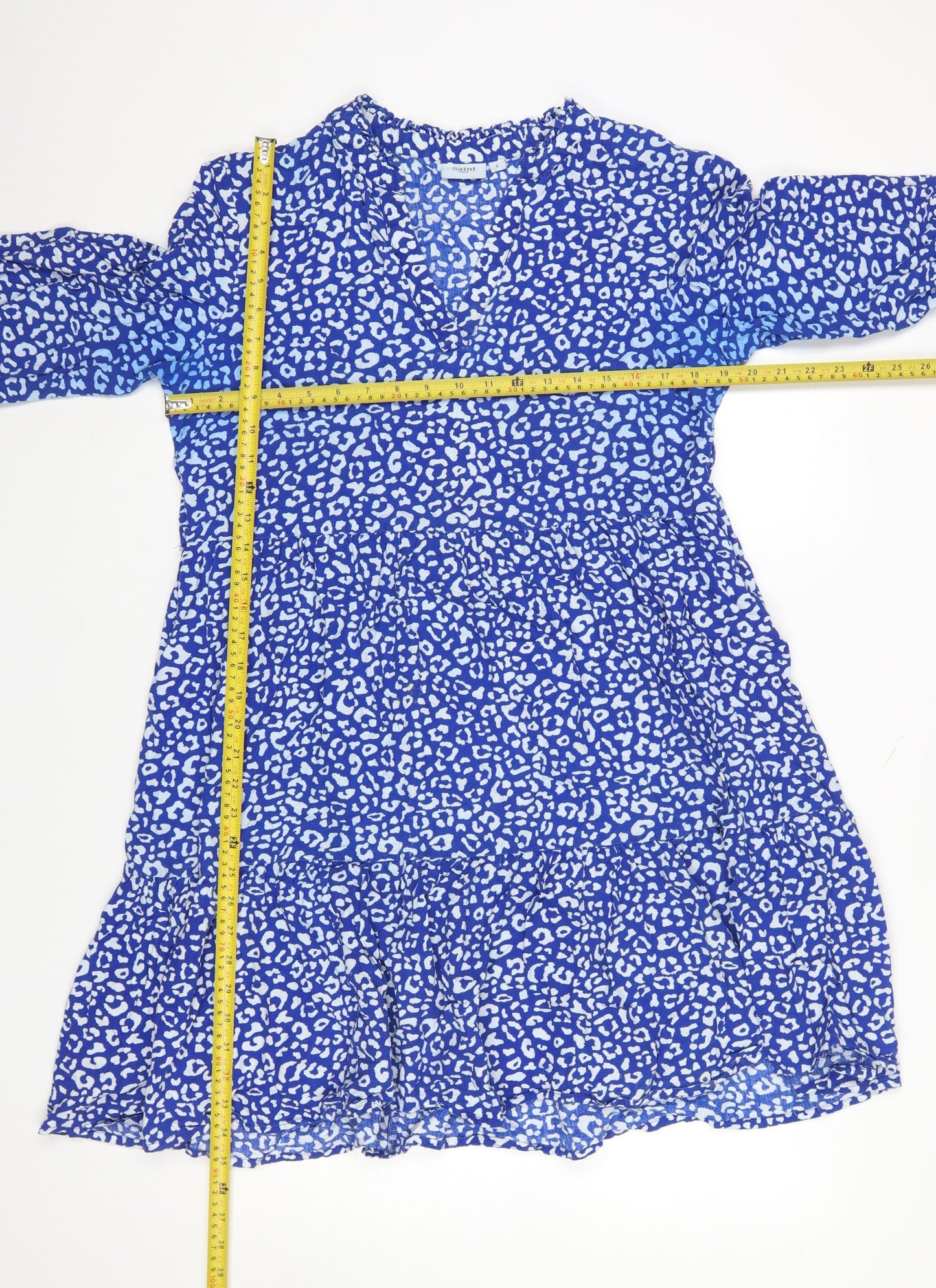 Saint Tropez Women’s Blue Animal Print Viscose Shift Dress L
