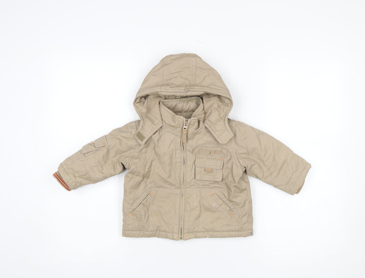 Mamas & Papas Beige Hooded Parka Jacket 6-9 Months Unisex Baby