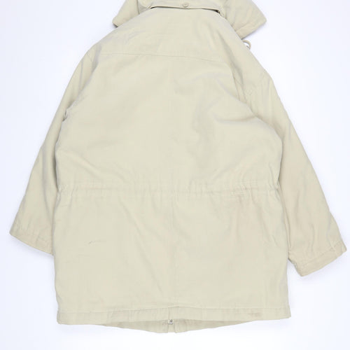 Nuage Women’s Beige Hooded Parka Jacket Size 12 Lined Drawstring