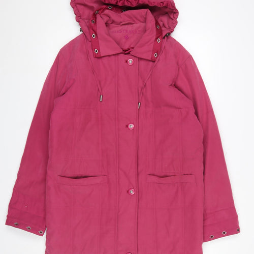 Astraka Women’s Pink Hooded Parka Coat Size S Mid-Length Polyester