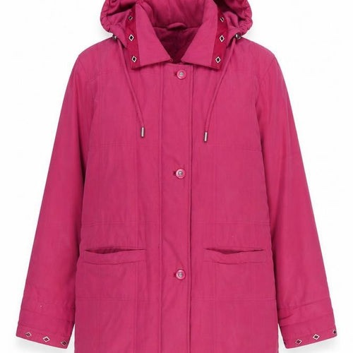 Astraka Women’s Pink Hooded Parka Coat Size S Mid-Length Polyester