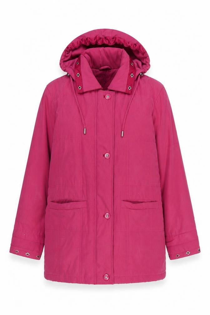 Astraka Women’s Pink Hooded Parka Coat Size S Mid-Length Polyester