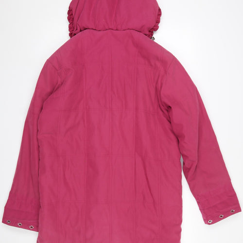 Astraka Women’s Pink Hooded Parka Coat Size S Mid-Length Polyester