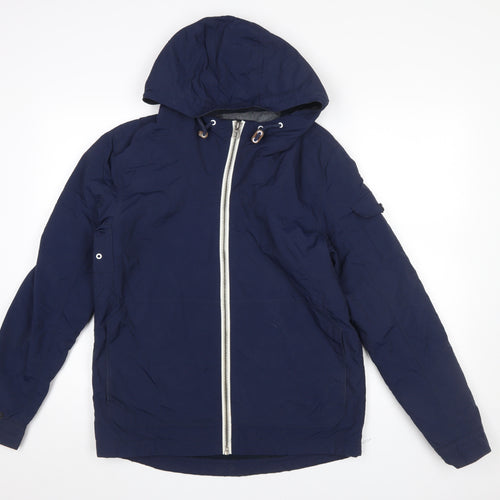 Next Men's Blue Hooded Windbreaker Jacket Size S Lightweight Casual