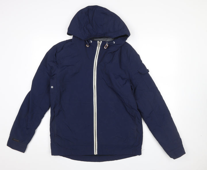 Next Men's Blue Hooded Windbreaker Jacket Size S Lightweight Casual