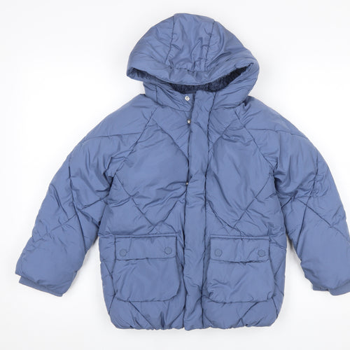 Marks and Spencer Boys Blue Hooded Puffer Jacket 6-7 Years Winter Coat