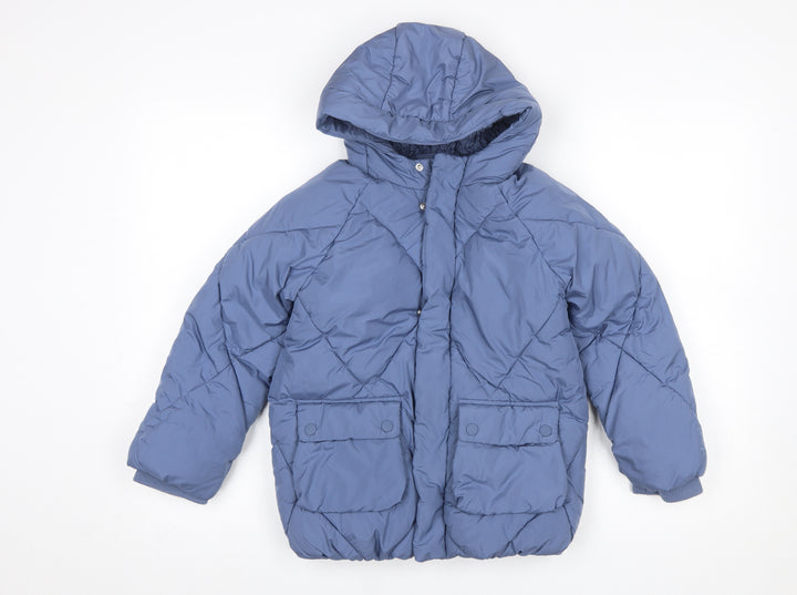 Marks and Spencer Boys Blue Hooded Puffer Jacket 6-7 Years Winter Coat