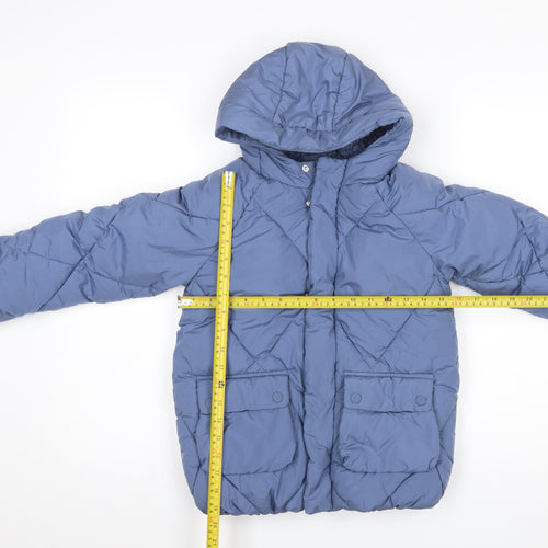 Marks and Spencer Boys Blue Hooded Puffer Jacket 6-7 Years Winter Coat
