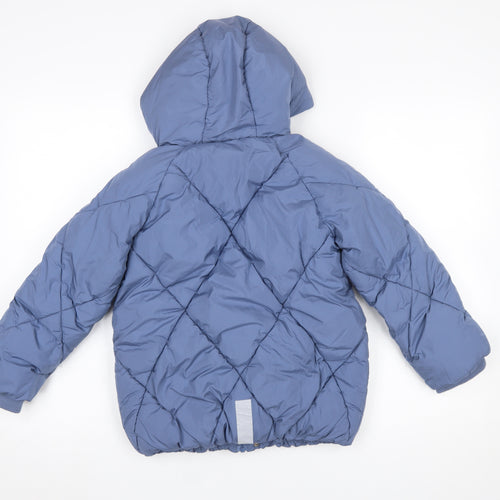 Marks and Spencer Boys Blue Hooded Puffer Jacket 6-7 Years Winter Coat