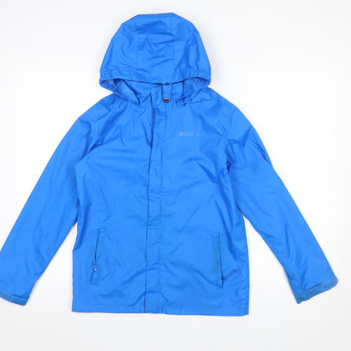 Mountain Warehouse Boys Blue Hooded Water Resistant Rain Coat 11-12 Years