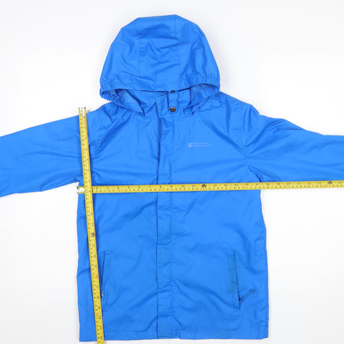 Mountain Warehouse Boys Blue Hooded Water Resistant Rain Coat 11-12 Years