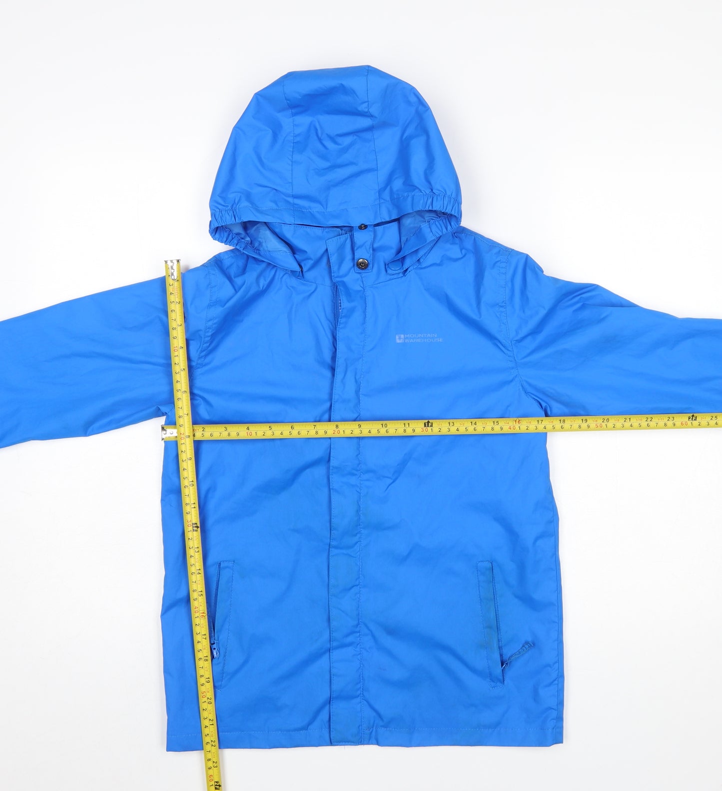 Mountain Warehouse Boys Blue Hooded Water Resistant Rain Coat 11-12 Years