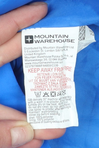 Mountain Warehouse Boys Blue Hooded Water Resistant Rain Coat 11-12 Years