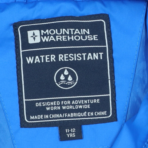 Mountain Warehouse Boys Blue Hooded Water Resistant Rain Coat 11-12 Years