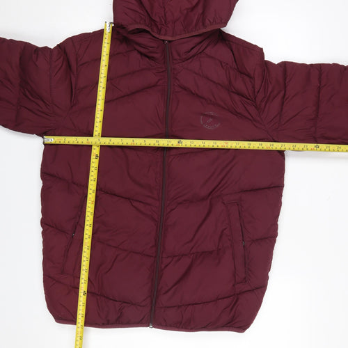 Jack & Jones Men's Red Hooded Puffer Jacket Size M Regular Fit
