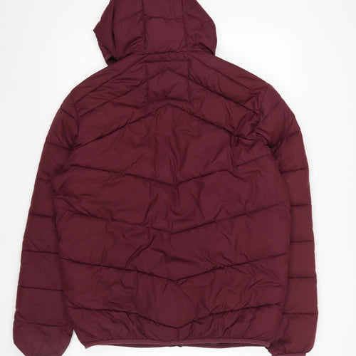 Jack & Jones Men's Red Hooded Puffer Jacket Size M Regular Fit