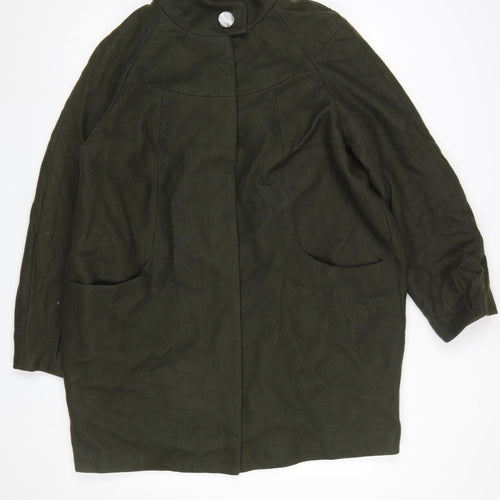 F&F Womens Green Wool Blend Overcoat Size 16 Mid-Length Jacket