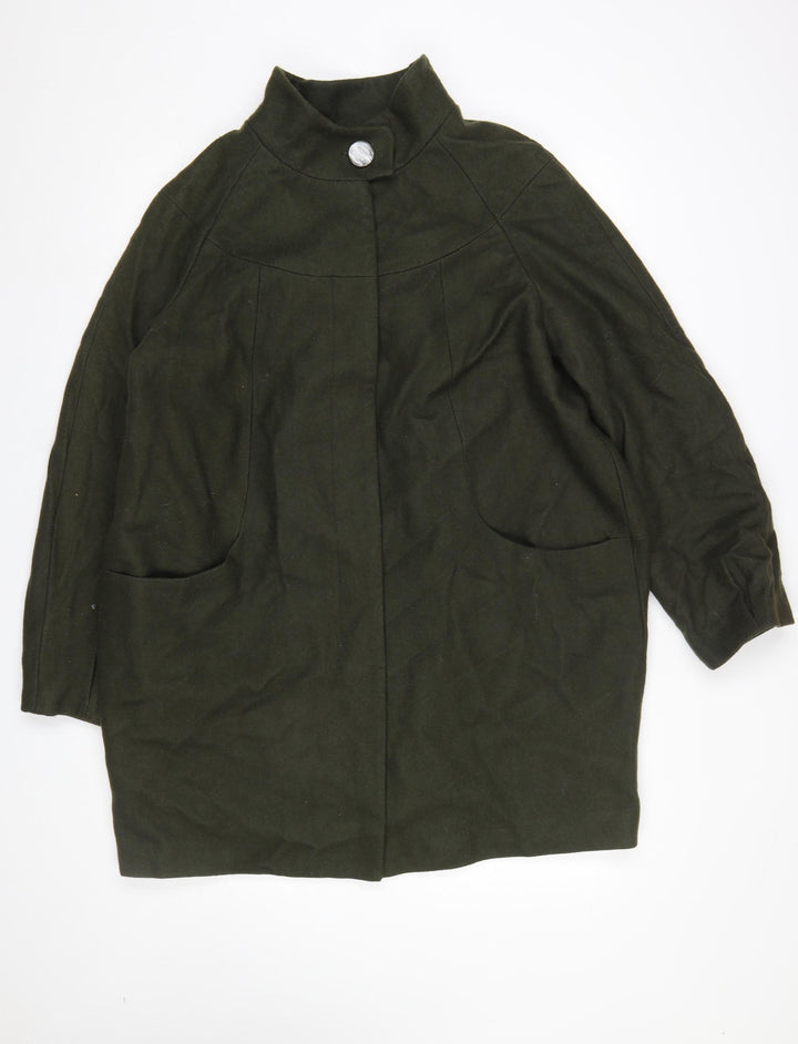 F&F Womens Green Wool Blend Overcoat Size 16 Mid-Length Jacket