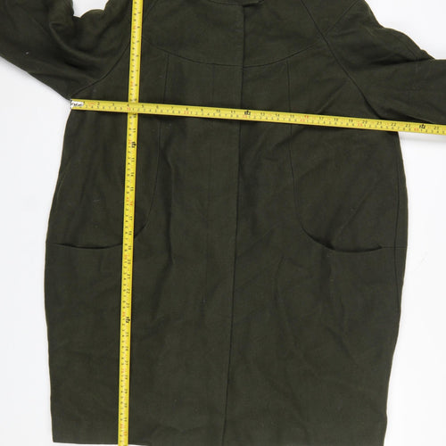 F&F Womens Green Wool Blend Overcoat Size 16 Mid-Length Jacket