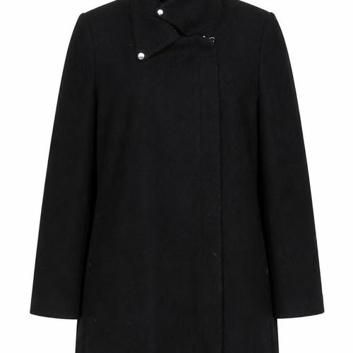 Mango Womens Black Wool Blend Mid-Length Overcoat Size 12