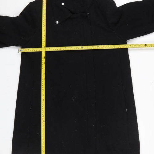 Mango Womens Black Wool Blend Mid-Length Overcoat Size 12