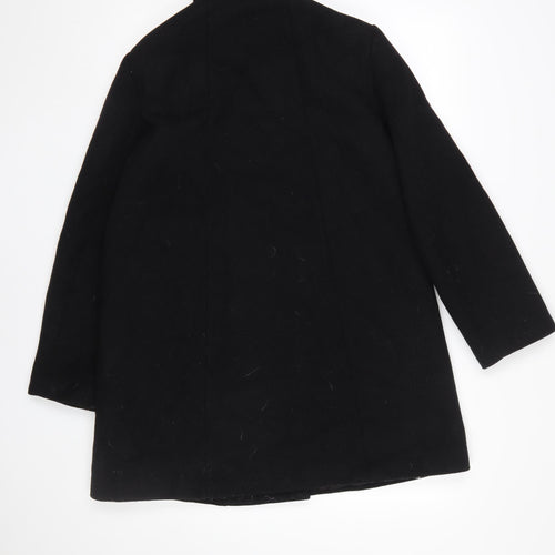 Mango Womens Black Wool Blend Mid-Length Overcoat Size 12