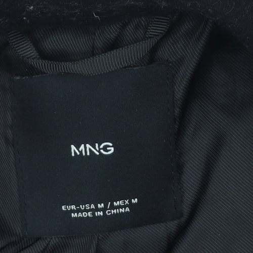 Mango Womens Black Wool Blend Mid-Length Overcoat Size 12
