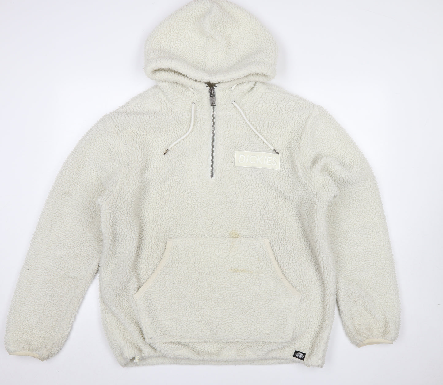 Dickies Mens Ivory Fleece 1/2 Zip Hoodie XL Hooded Sweatshirt