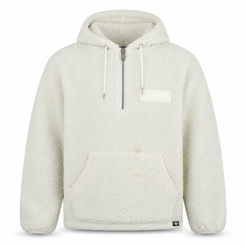 Dickies Mens Ivory Fleece 1/2 Zip Hoodie XL Hooded Sweatshirt