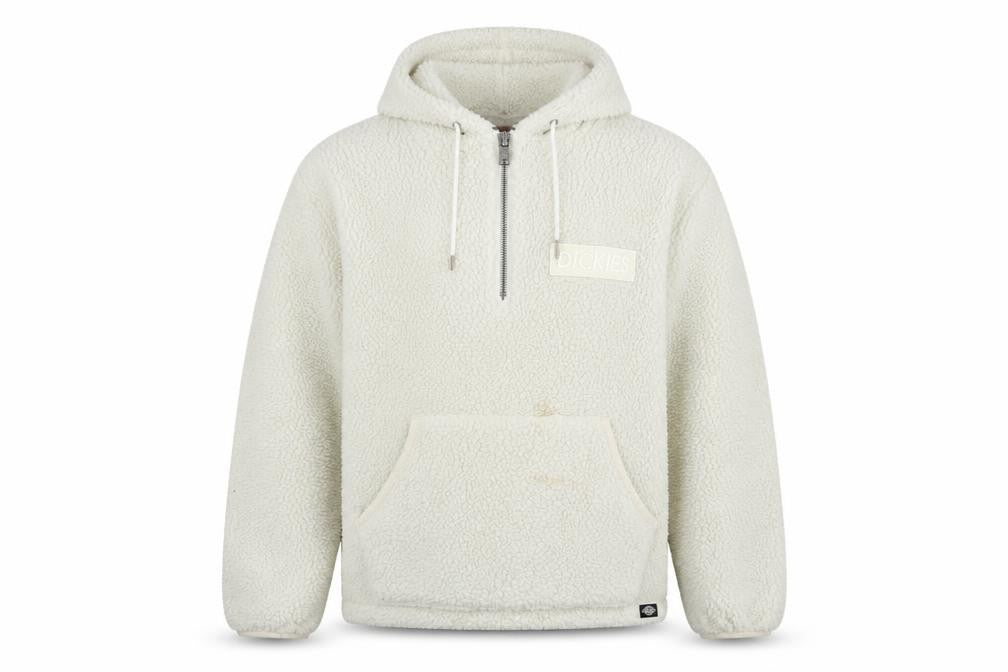 Dickies Mens Ivory Fleece 1/2 Zip Hoodie XL Hooded Sweatshirt