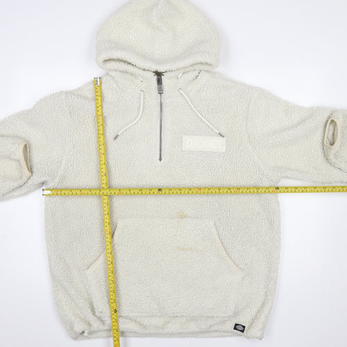 Dickies Mens Ivory Fleece 1/2 Zip Hoodie XL Hooded Sweatshirt