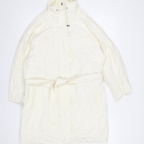 Laura Clement La Redoute Cream Belted Hooded Rain Coat Women’s UK 14