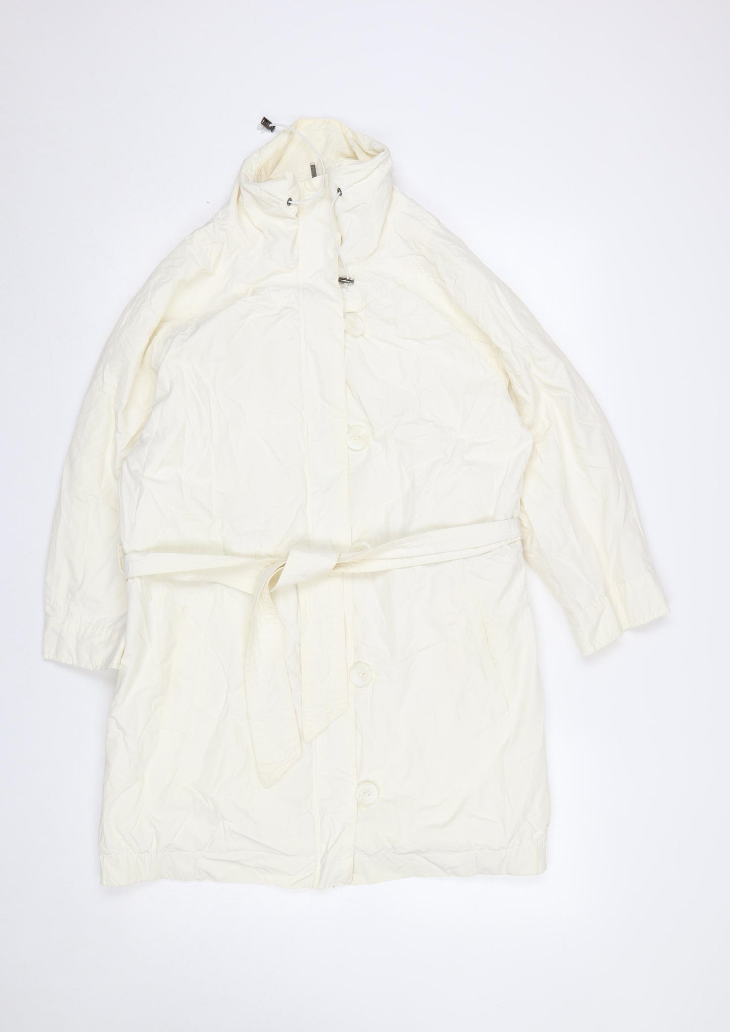 Laura Clement La Redoute Cream Belted Hooded Rain Coat Women’s UK 14