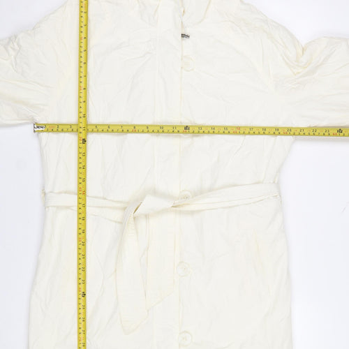 Laura Clement La Redoute Cream Belted Hooded Rain Coat Women’s UK 14