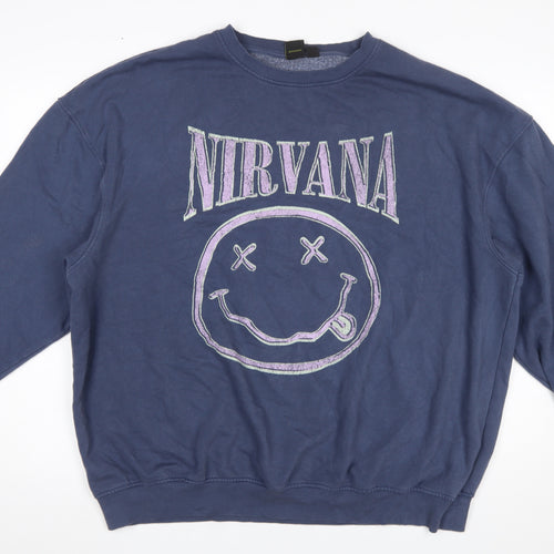 Nirvana Womens Blue Crew Neck Pullover Sweatshirt Size M 12/14