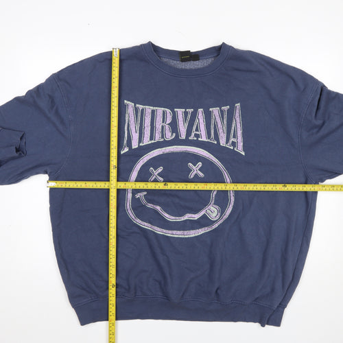 Nirvana Womens Blue Crew Neck Pullover Sweatshirt Size M 12/14