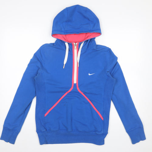 Nike Womens Blue Dri-Fit Hoodie Medium Hooded Pullover Sweatshirt