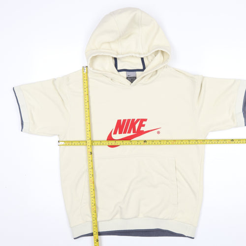 Nike Men Beige Short Sleeve Pullover Hoodie S Graphic Logo