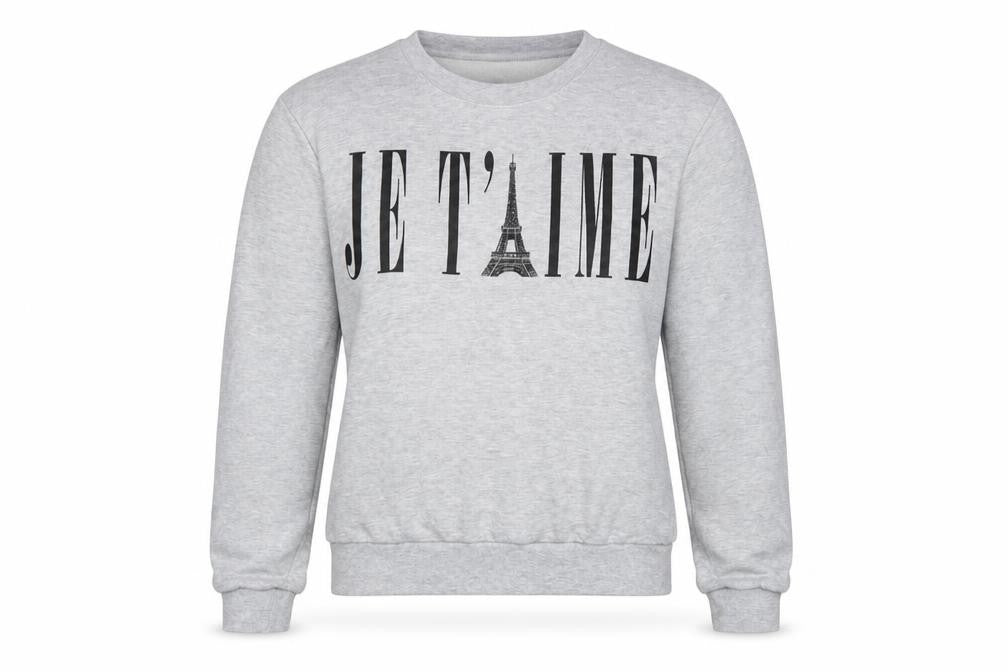 Smithson Clothing Women's Grey 'Je T’aime' Graphic Sweatshirt Size S