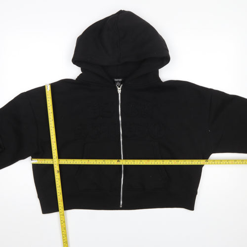 Boohoo Women Black Full Zip Hoodie Medium Cotton Blend