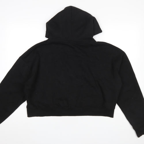 Boohoo Women Black Full Zip Hoodie Medium Cotton Blend