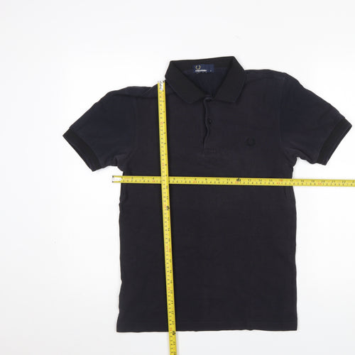 Fred Perry Men's Black Polo Shirt Small Slim Fit Cotton