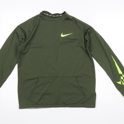 Nike Boys Green Dri-Fit XL Pullover Sweatshirt with Logo Design