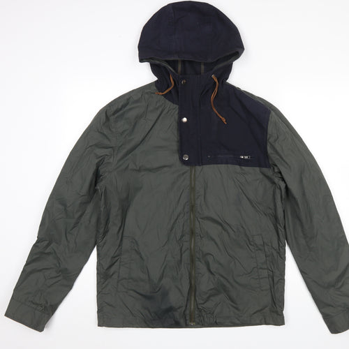 River Island Men's Green Hooded Anorak Jacket Size M Nylon Casual